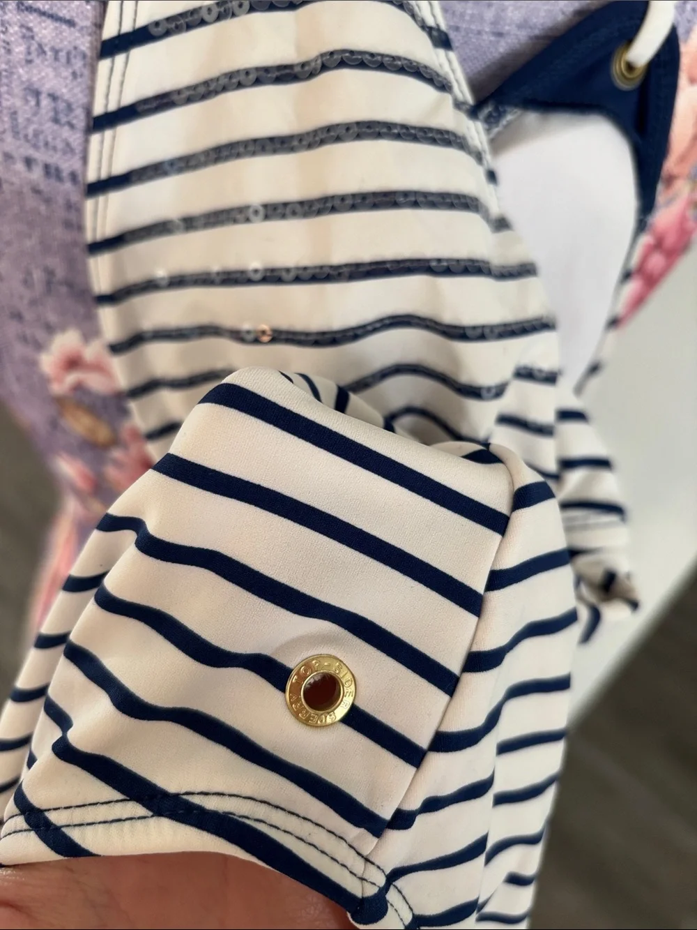 Sperry Navy & White Striped One-Piece Swimsuit
